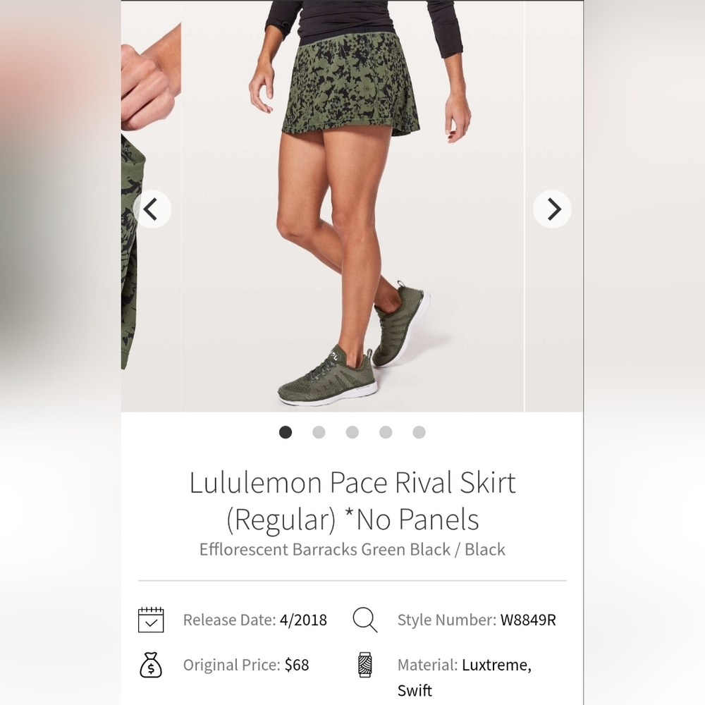 EUC Lululemon Pace Rival Green and Black Skirt Size 4